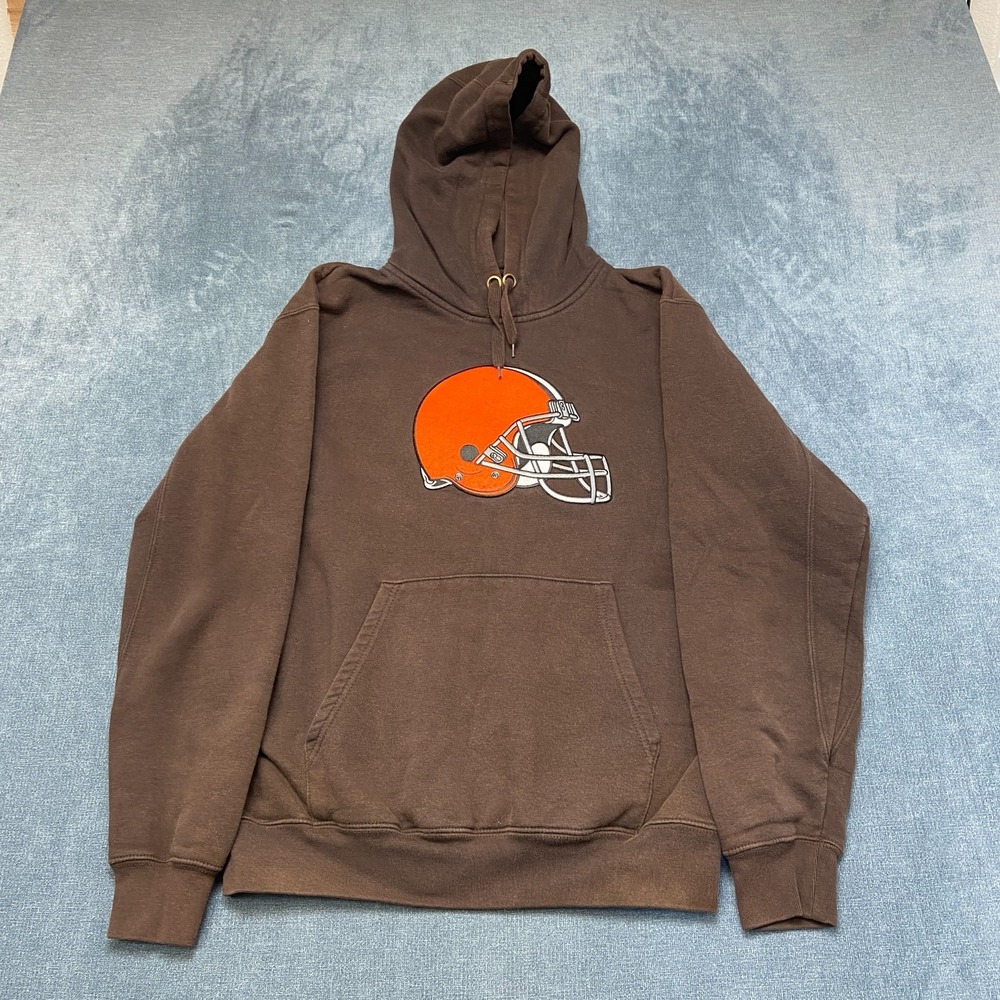 NFL Team Apparel Cleveland Browns Football Hoodie Mens Small Brown Drawstring